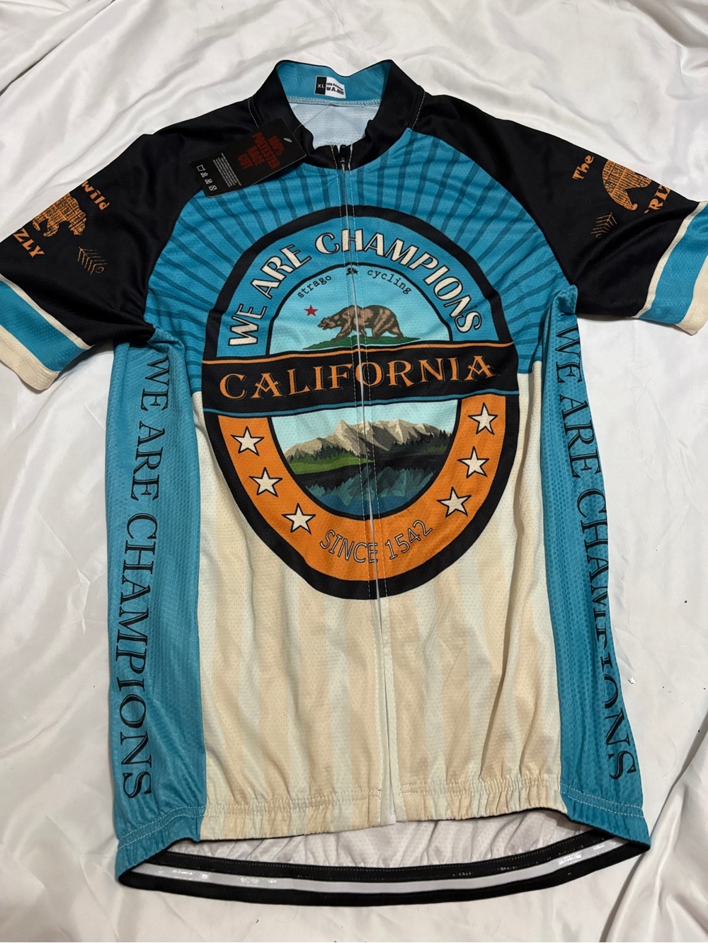 California 'We Are Champions' Blue & Cream Cycling Jersey